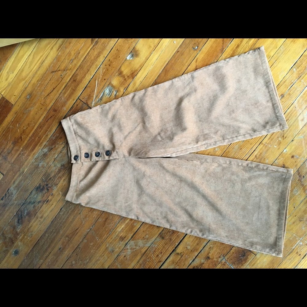 Cropped wide leg corduroy high waist pants